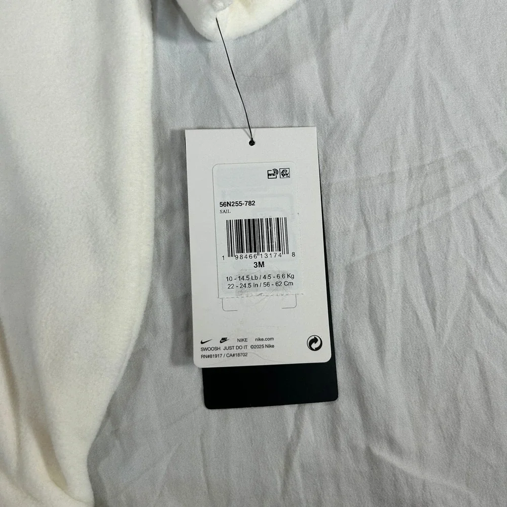 Nike Baby Fleece Footed Coverall Sail White Navy Red 3M 56N255-782 NWT